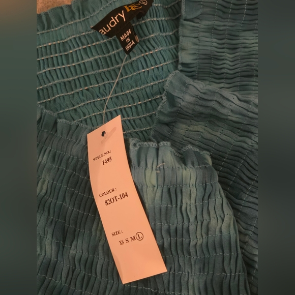 Chaudrey Bohemian Patchwork Maxi Skirt - Teal & Mustard Large - Picture 6 of 6